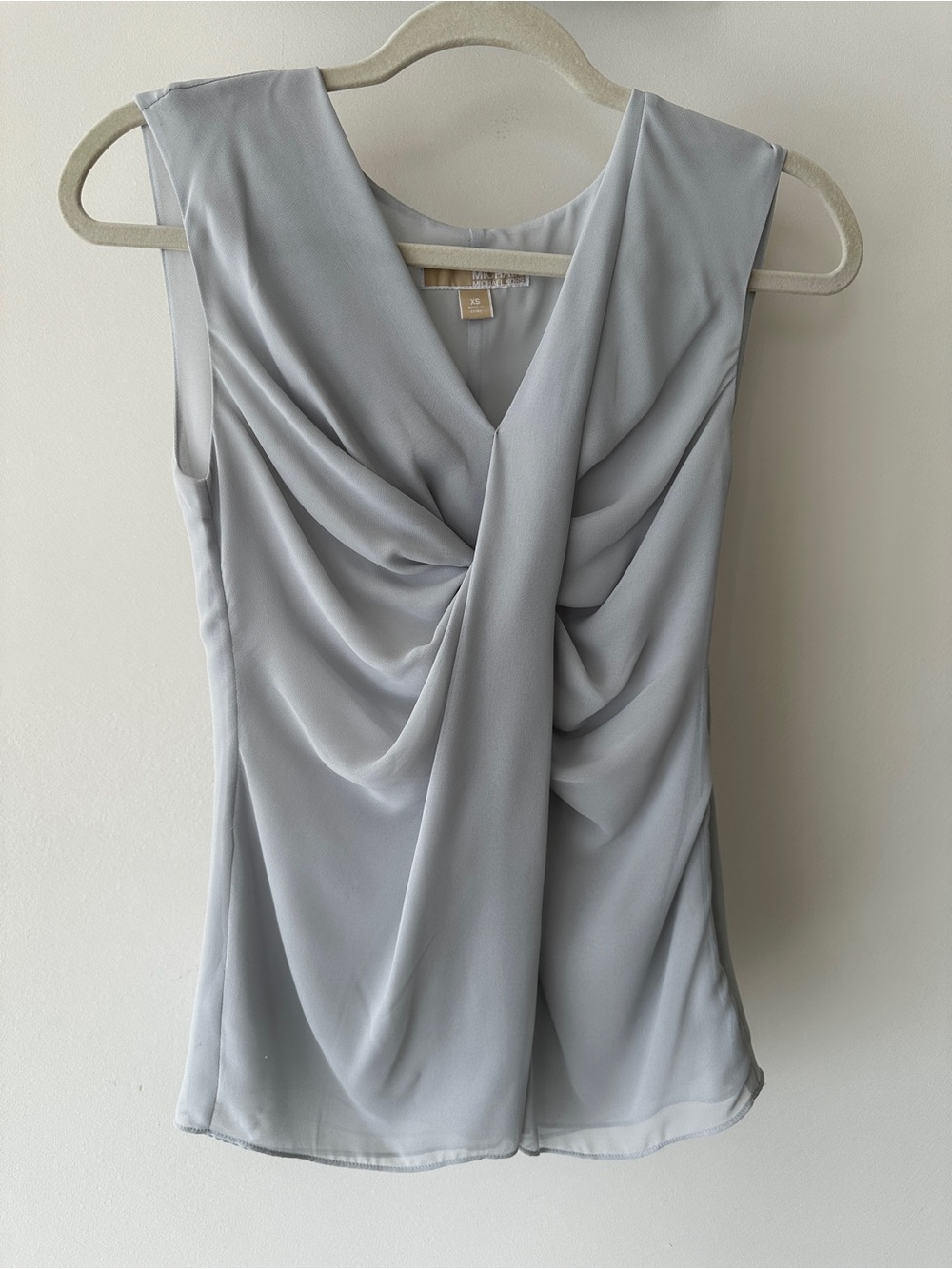 Michael Michael Kors Light Grey Draped  Sleeveless Top in XS